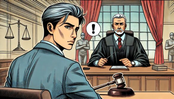 abogado en un tribunal de justicia penal frente a un juez de segunda instancia ejerciendo el recurso de apelación