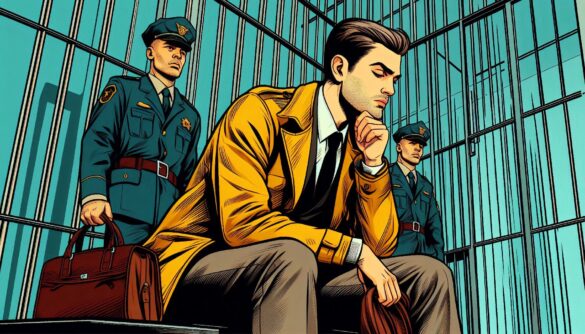 hombre pensativo en una celda