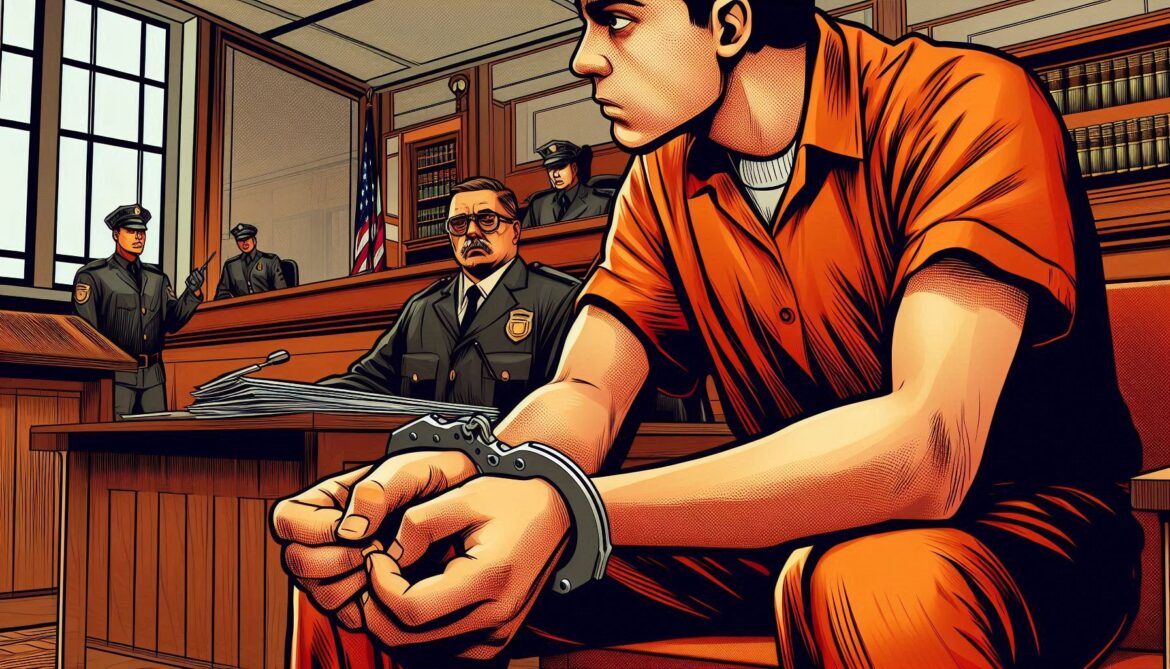 hombre joven esposado porta ropa color naranja