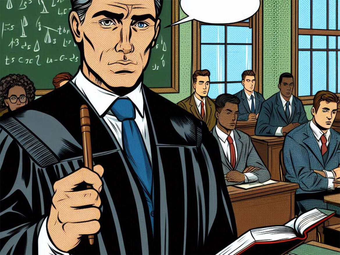 Juez dando clases a alumnos de derecho, abogados penalistas